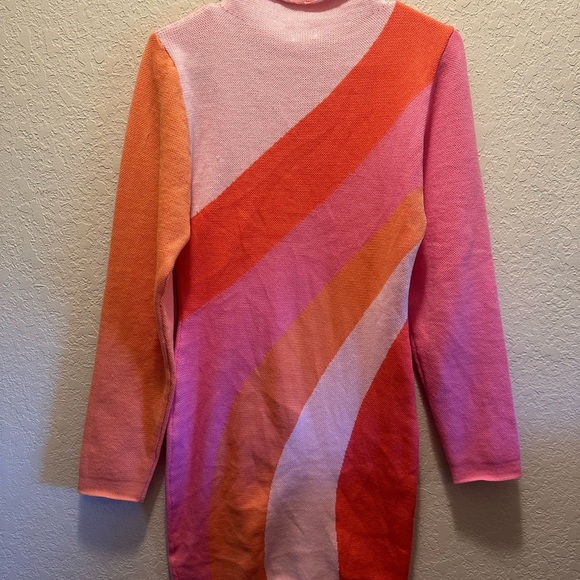 Vibrant Pink and Orange Long Sleeve Dress - Picture 6 of 6